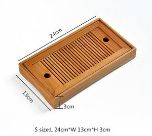 2 Size Natural Bamboo Tea Tray Set