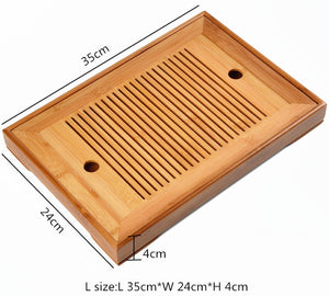 2 Size Natural Bamboo Tea Tray Set