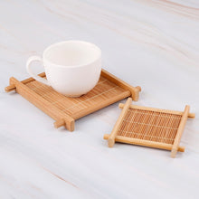 Load image into Gallery viewer, Heat Insulation Saucer Bamboo Tea Cup Mat Trays