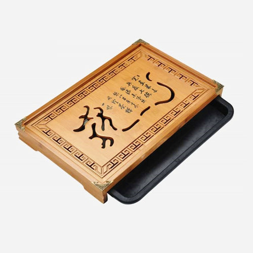 Flower Carving Bamboo Tea Tray