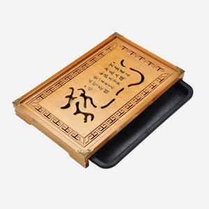 Flower Carving Bamboo Tea Tray