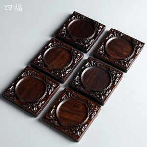 Retro Square Bamboo Tea Cup Serving Plate