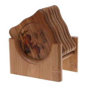 6pcs/set Bamboo Drink Coasters Tableware