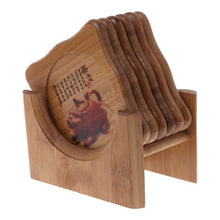 Load image into Gallery viewer, 6pcs/set Bamboo Drink Coasters Tableware